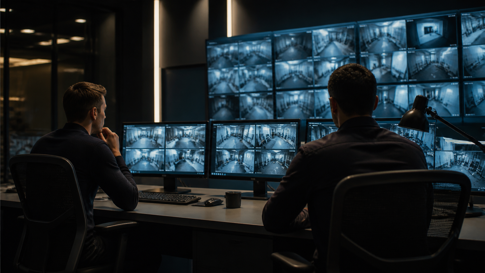 Security specialist in an operations control room