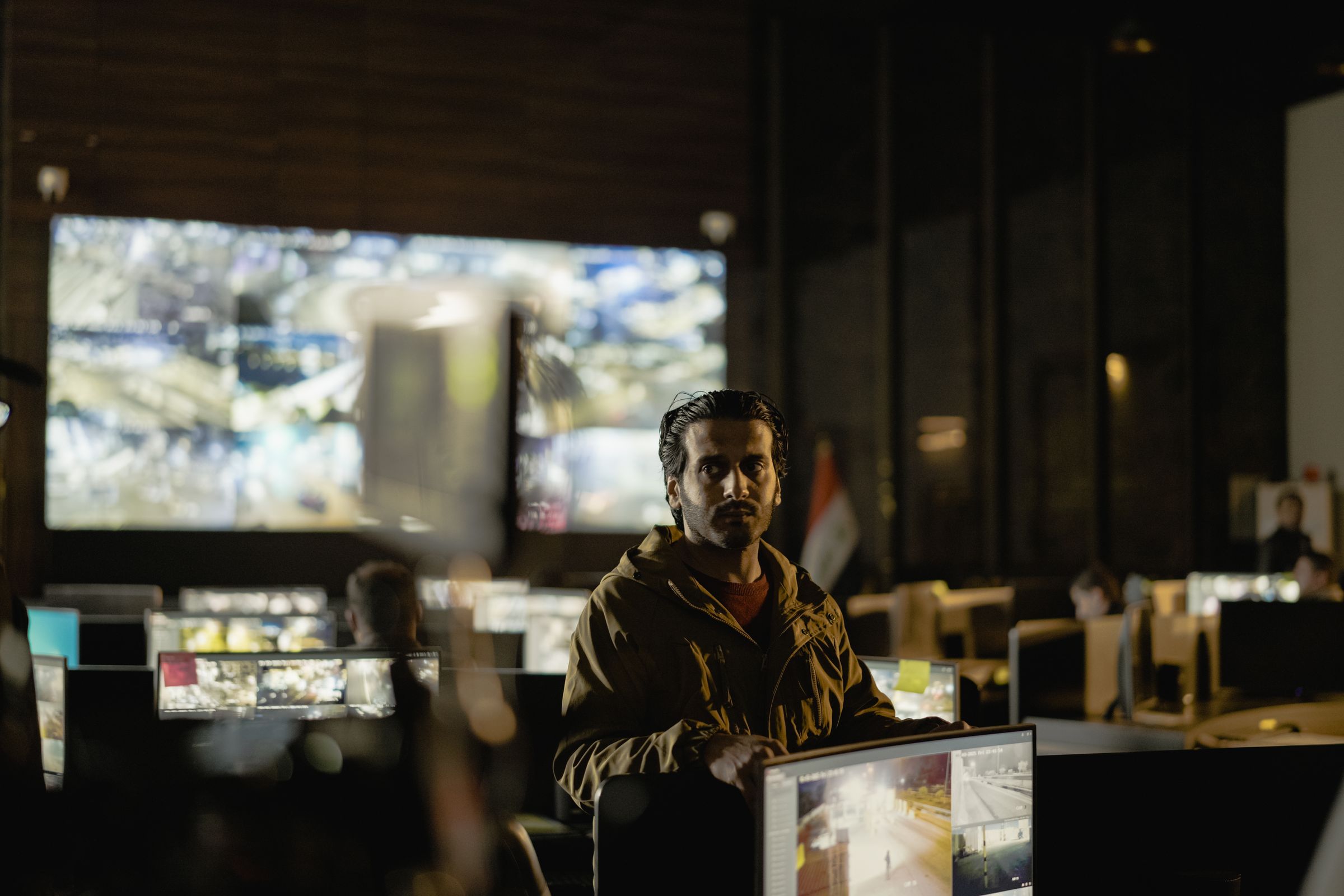 Security specialist in an operations control room